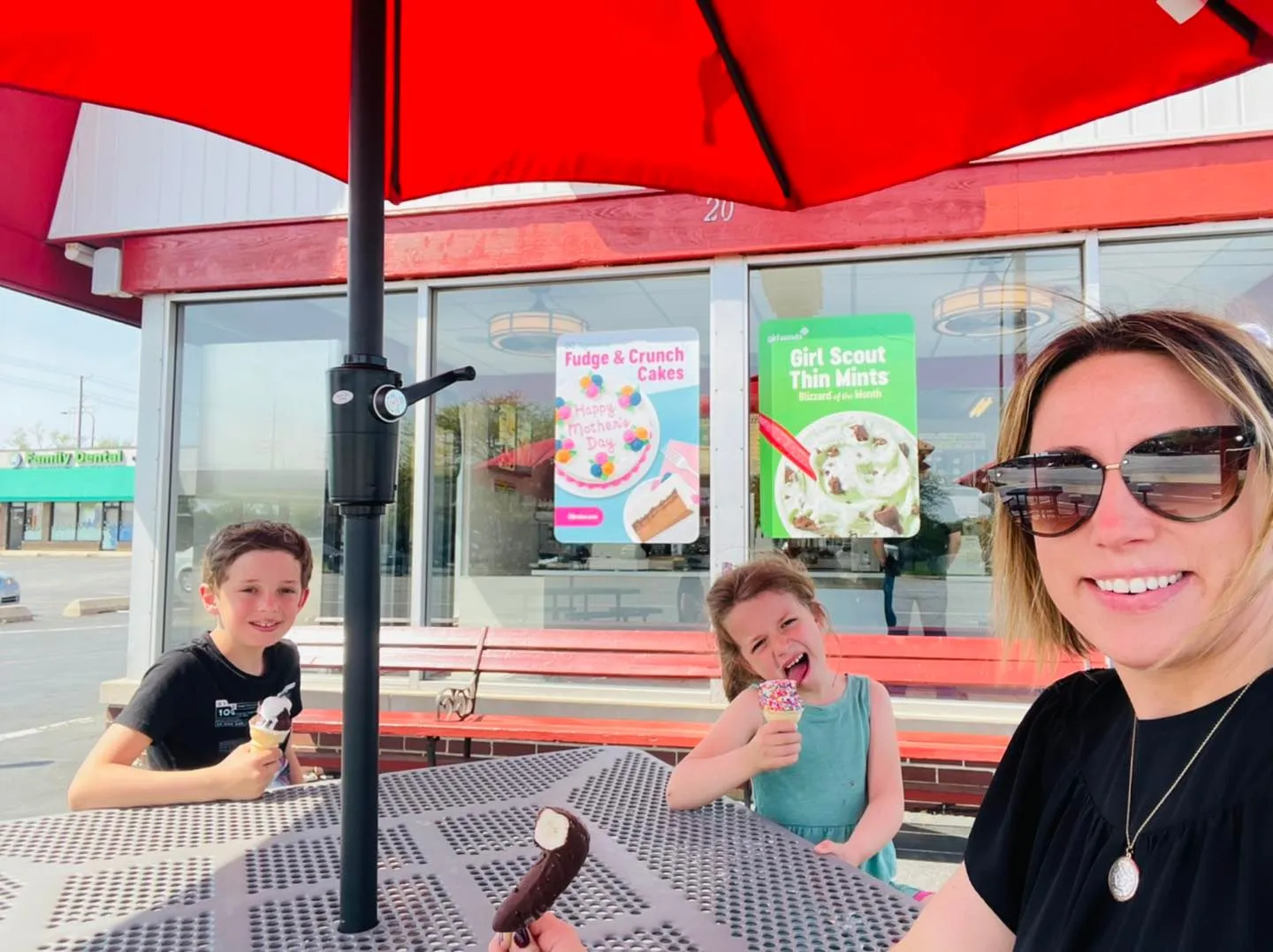 family eating ice cream at dairy queen