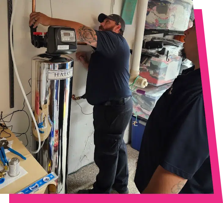 Stellar Plumbing technician installing a HALO whole home water filtration system in Elk Grove Village