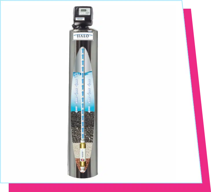 HALO whole home water filtration system and water softener system cutaway diagram showing multi-stage filtration — installed in Elk Grove Village, IL