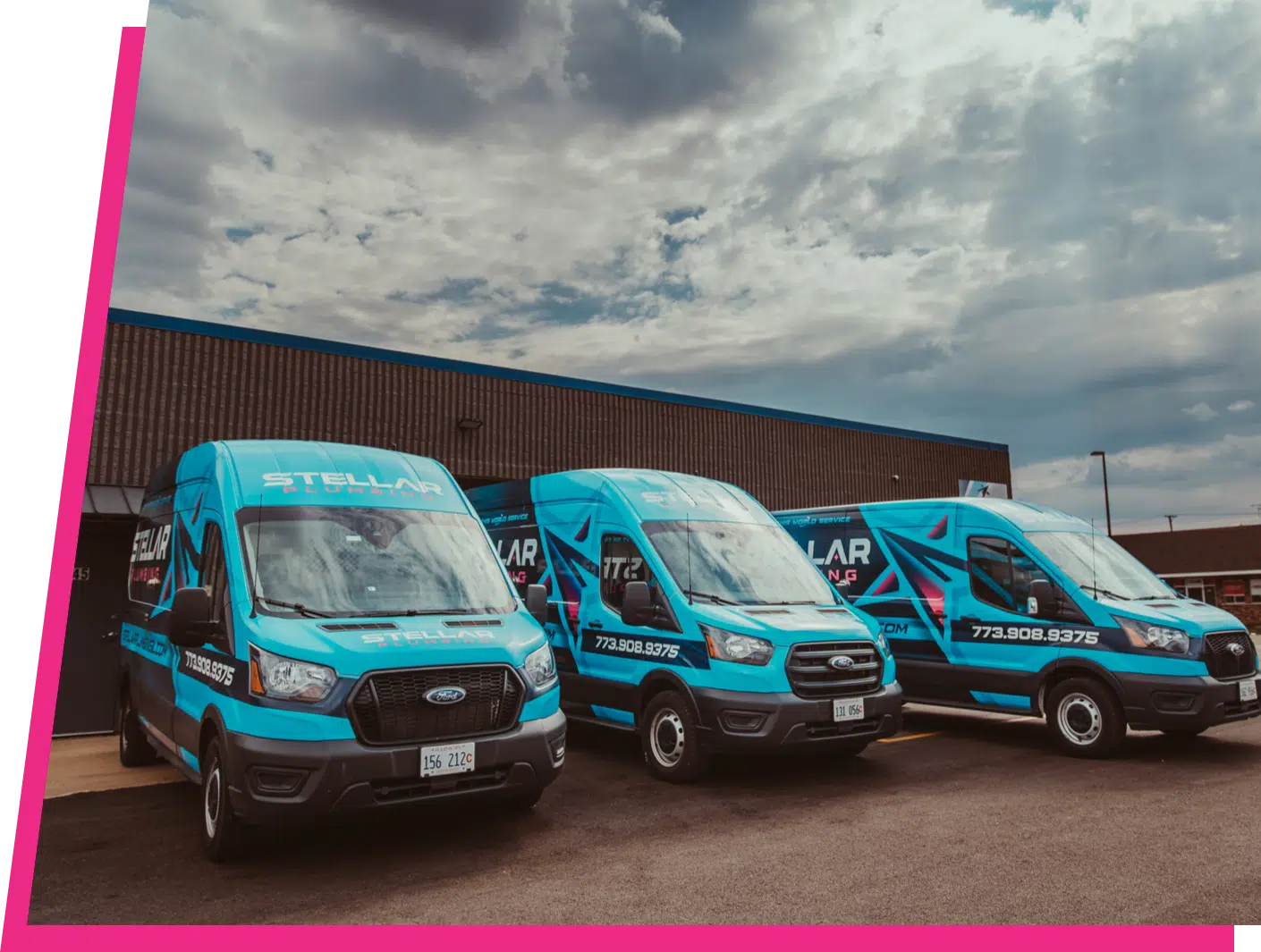 Stellar Plumbing fleet vans in Elk Grove.